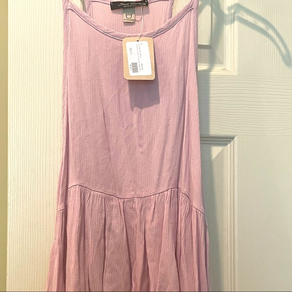 Final Touch Crosshatch hi low babydoll top, dusty pink